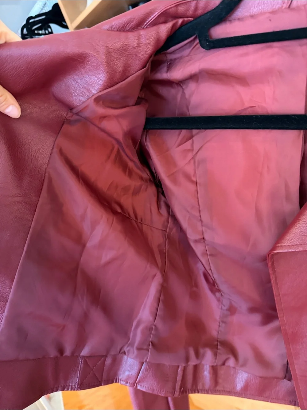 Women’s Red Faux Leather Moto Jacket